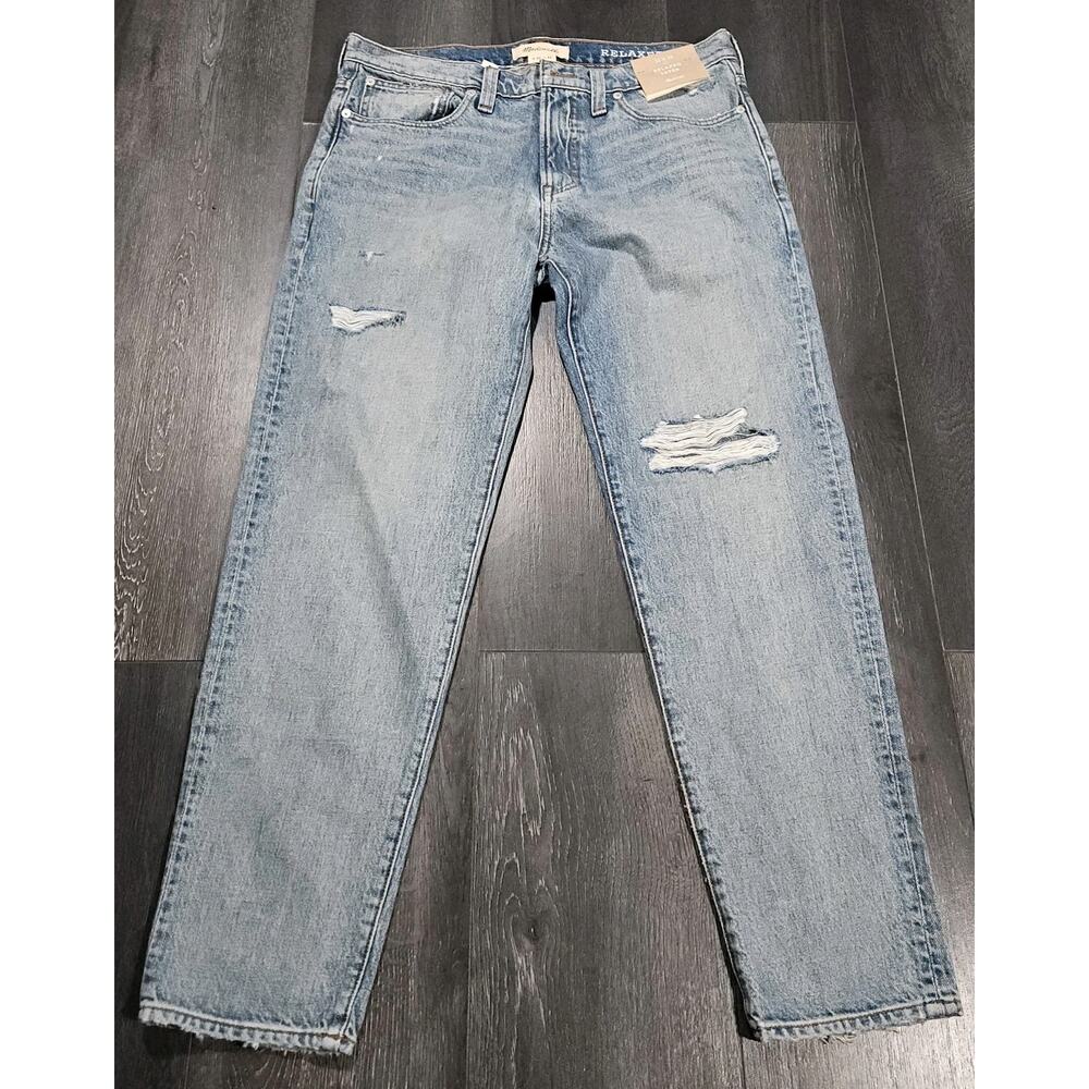 NWT Madewell Jeans Men 32x30 Corlett Wash Relaxed Taper Rigid Distressed Casual